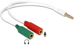 Delock audió kábel 3,5 mm 4 pin jack apa - 2x3,5 mm 3 pin jack anya
