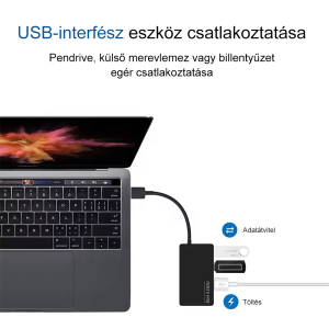 HubPro - 4 portos USB 3.0 USB HUB, 5Gbps nagy sebességű adatátvitel, 15cm rövid kábel, Windows, Mac kompatibilis