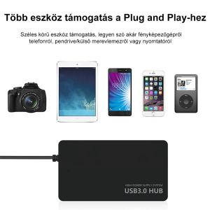 HubPro - 4 portos USB 3.0 USB HUB, 5Gbps nagy sebességű adatátvitel, 15cm rövid kábel, Windows, Mac kompatibilis