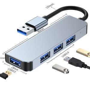 HubPro - 4 portos USB 3.0 USB HUB, 5Gbps nagy sebességű adatátvitel, Windows, Mac kompatibilis