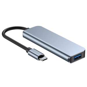 HubPro - 5in1 Type-C Adapter, USB3.0, USB2.0, Type-C, Szürke