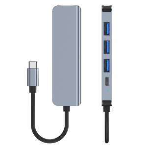 HubPro - 5in1 Type-C Adapter, USB3.0, USB2.0, Type-C, Szürke