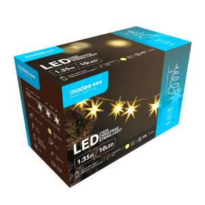 Modee Karácsonyi LED Füzér Dekor Elemes C3028 (10LED/135cm/15cm) warm
