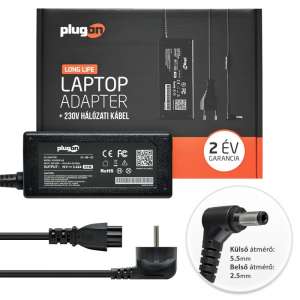 Plugon Asus laptop töltő, adapter, 19V 3.42A - 65W (notebook töltő)