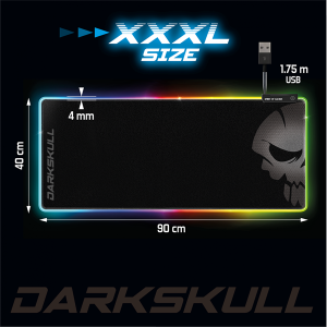 Spirit of Gamer Darkskull RGB XXXL Egérpad (RGB háttérvilágítás, 900x400x4mm, USB Hub), Fekete