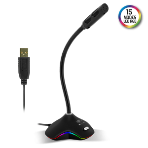 Spirit of Gamer Mikrofon - EKO 300, RGB, USB csatlakozó, 150 cm kábel, Fekete