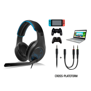 Spirit of Gamer Mikrofonos Fejhallgató EH20, PC, PS4, Xbox One kompatibilis, Nagy-párnás, Fekete