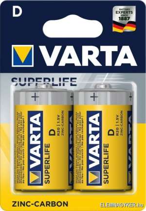 Varta Superlife D féltartós góliát elem (R20) BL/2 